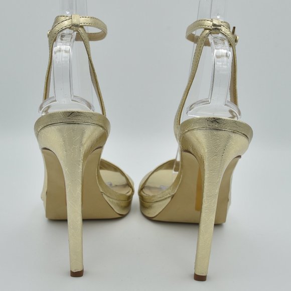 Sam Edelman Jade Ankle Strap Sandals with 4.3" heels, Gold Leather, Women's Sz 9 - Picture 7 of 13